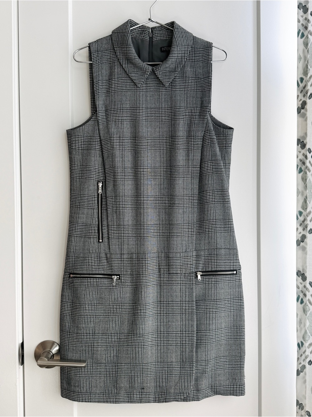 Intermix Plaid Sleeveless Wool Mini Dress
